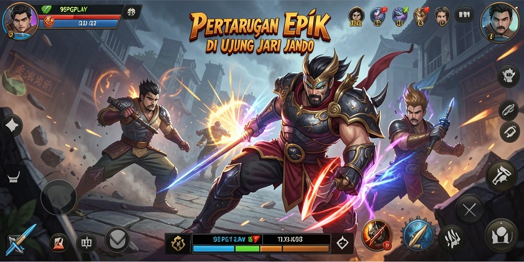 Tampilan seru dan menegangkan dalam pertarungan karakter di 95PGPLAY.