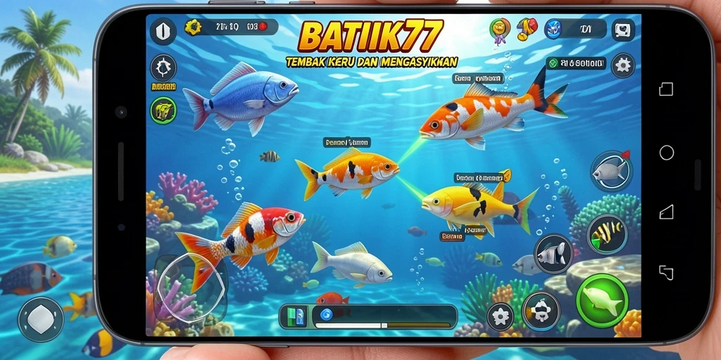 Screenshot utama BATIK77 menampilkan gameplay Tembak Ikan yang seru dan interaktif.