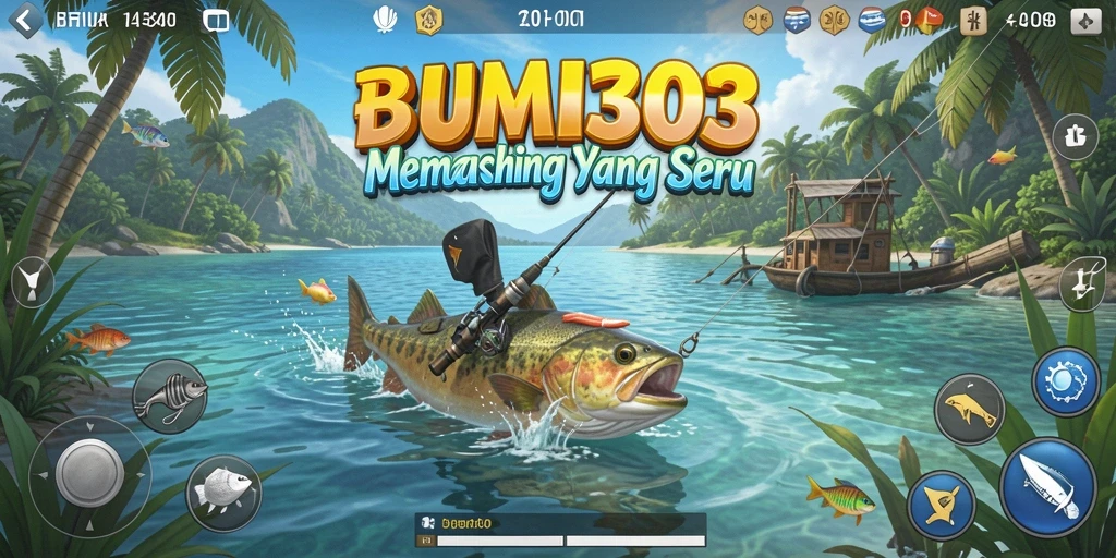 Tampilan gameplay menarik dari BUMI303 dengan berbagai jenis ikan.