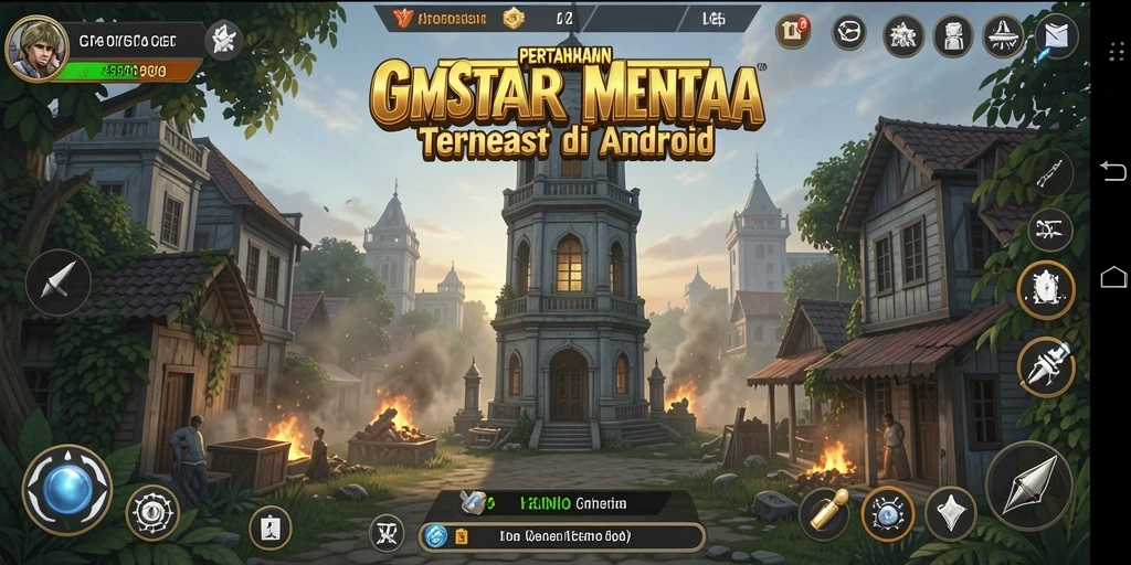 Tangkapan layar gameplay GMSTAR yang menampilkan pertahanan menara yang strategis.