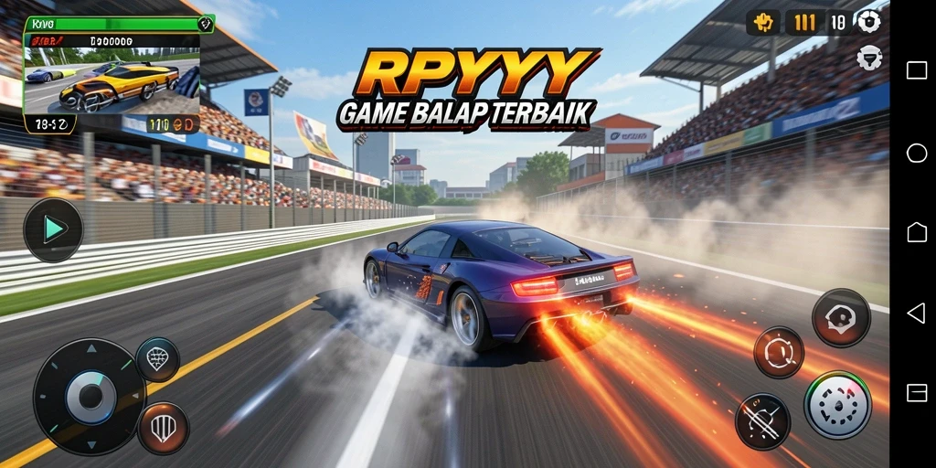 Tampilan gameplay balap seru di RPYYY dengan lintasan menantang.
